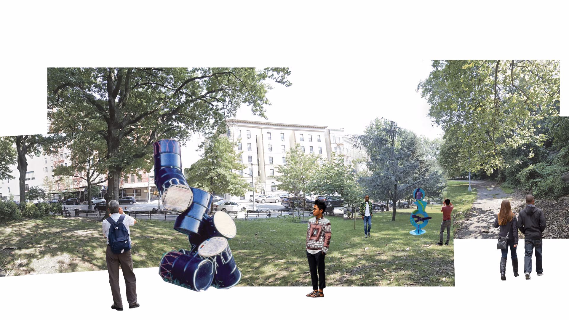 Sculpture installation on the mall